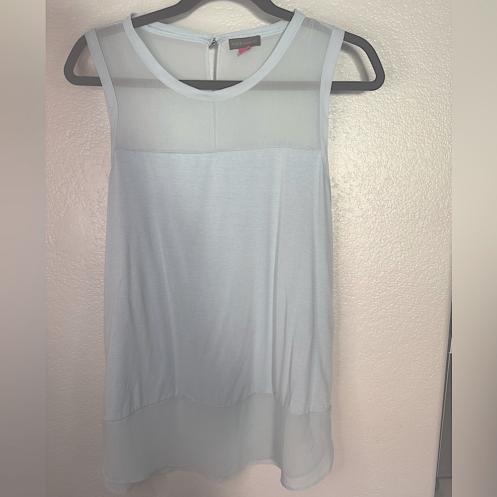 Vince Camuto light blue sheer top. Size L